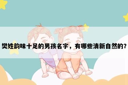 樊姓韵味十足的男孩名字，有哪些清新自然的？